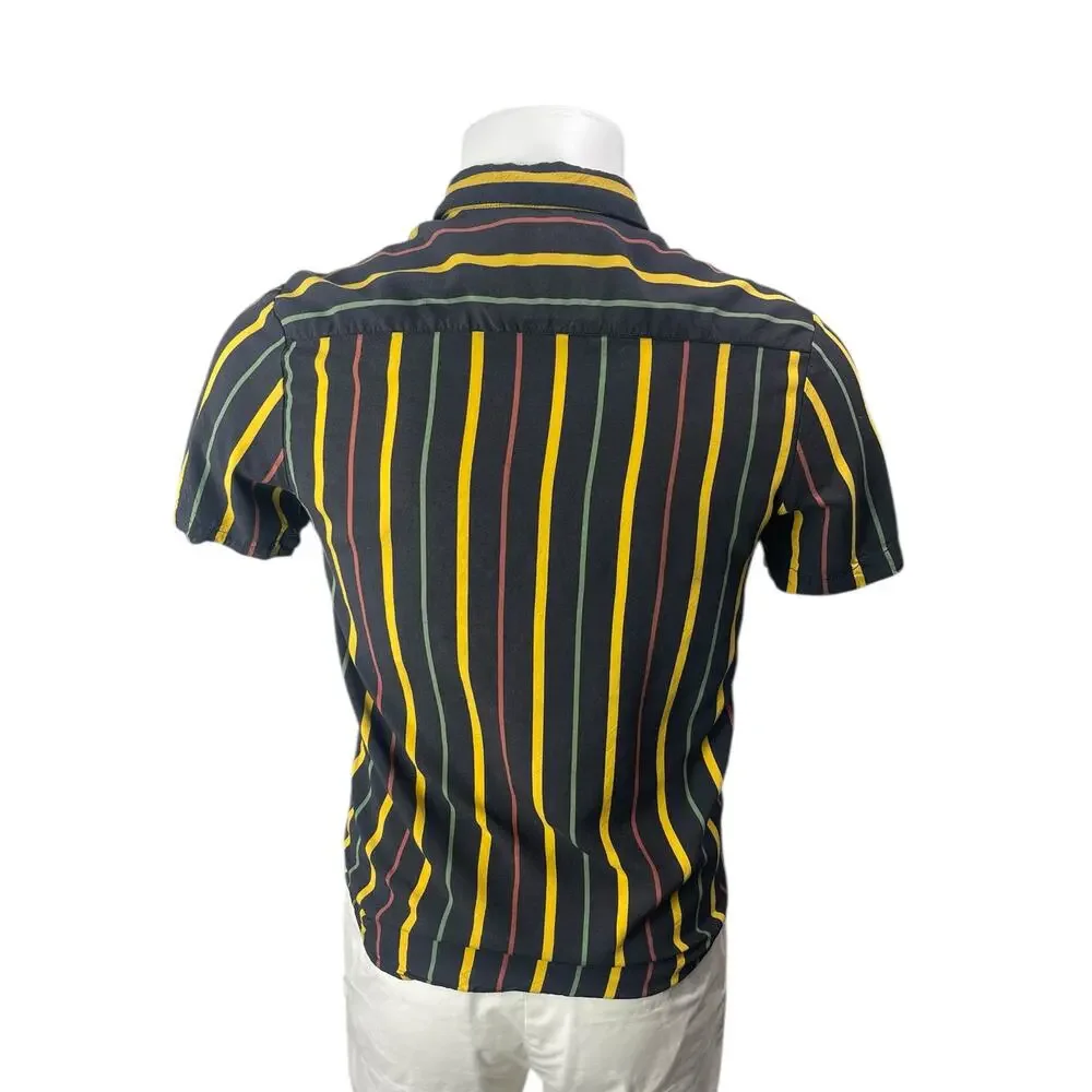 Denim & Flower Ricky Singh Men Multicolor Striped Short Sleeve Button Up Shirt S